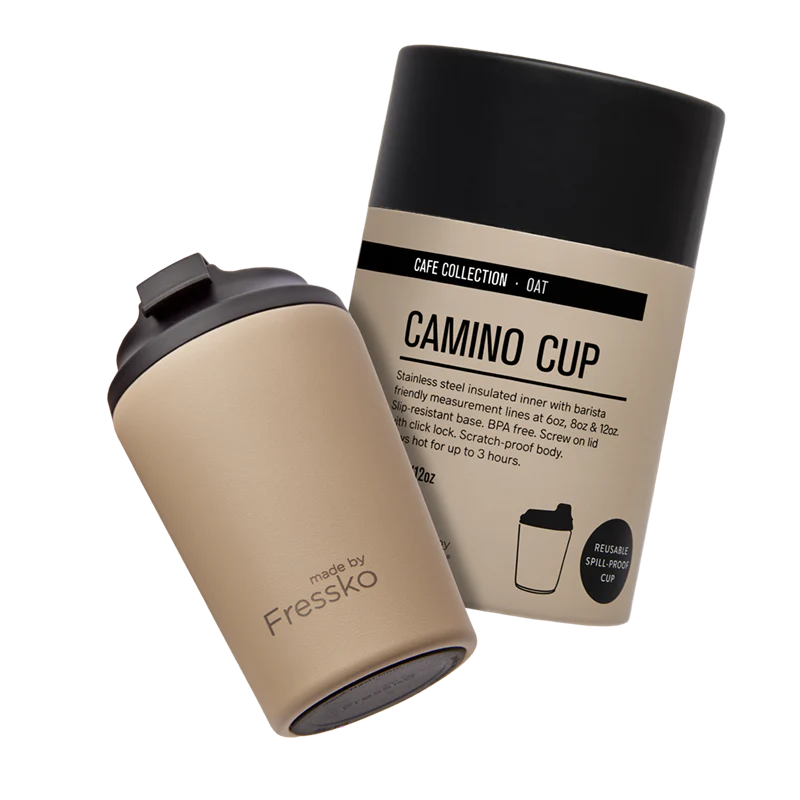Fressko Camino Cup 12oz - Leaping Goat Custom Design (Oat)