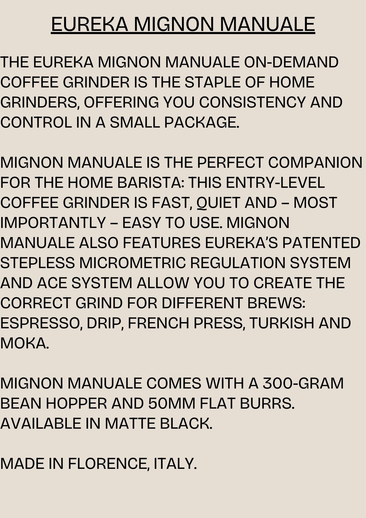 Expobar Barista Minore + Eureka Mignon Manuale Grinder